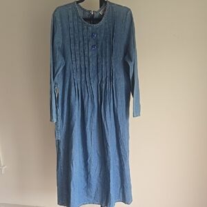 Vintage 1990's FADS Classic Blue Denim Long Sleeve Maxi Dress Size:Large Tag:12